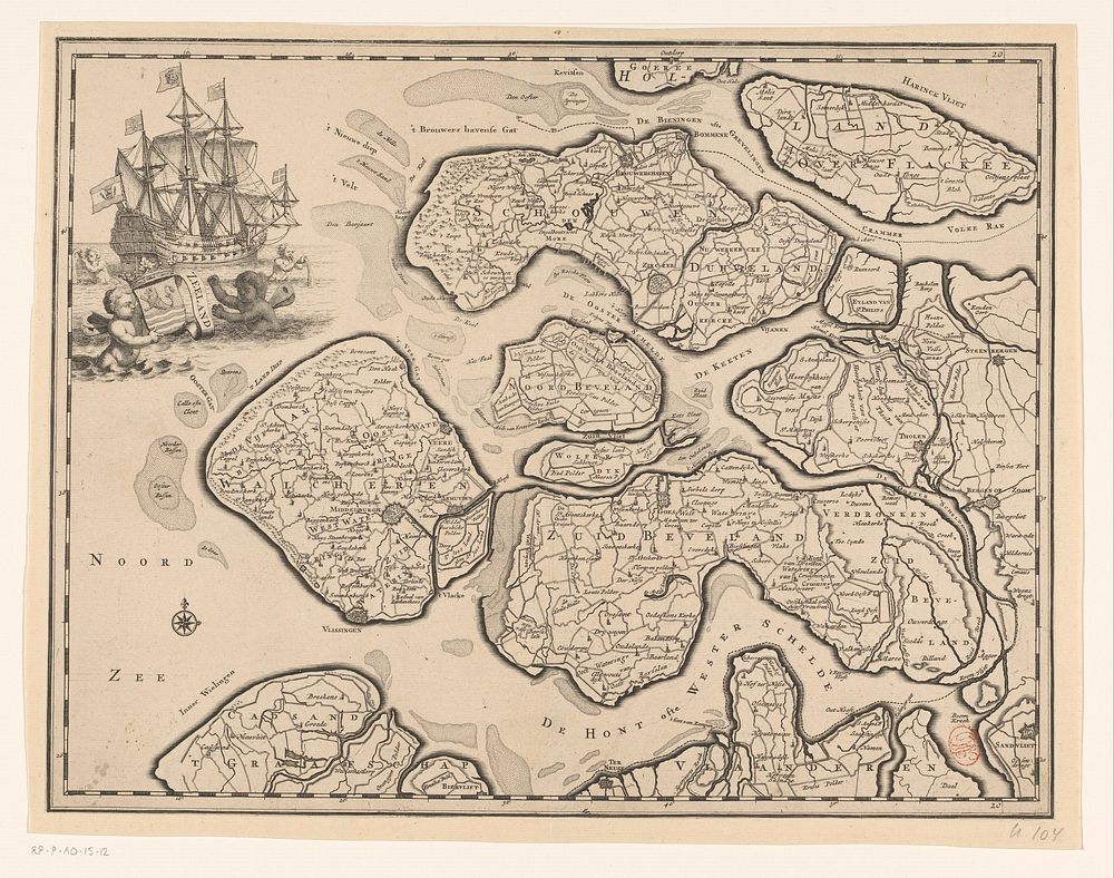 Kaart van Zeeland (1725 - 1744) by anonymous, Hendrik Halma and Isaak Tirion