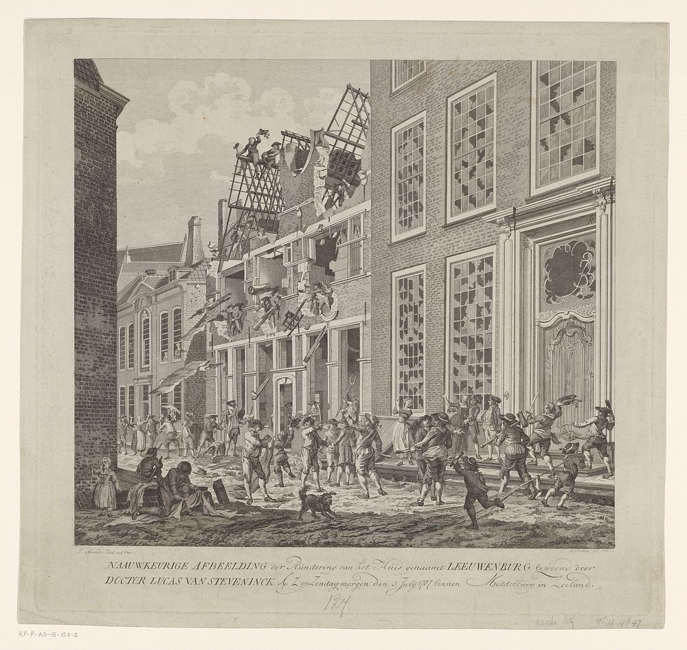 Plundering van het huis van Lucas van Steveninck, 1787 (1787) by Mathias de Sallieth and Jan Arends