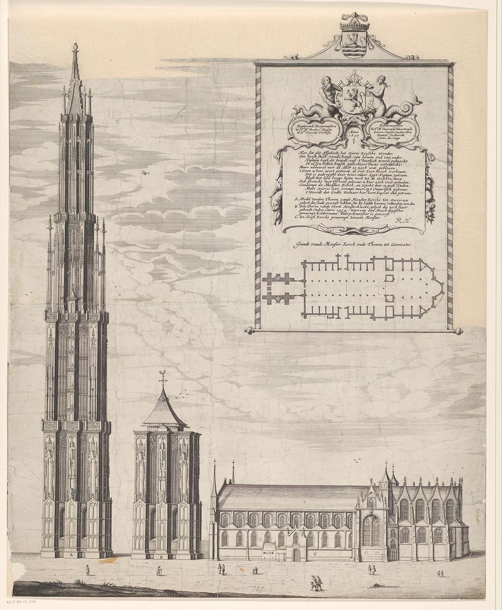 Afbeelding van de Sint-Lievensmonsterkerk te Zierikzee (1657) by anonymous, Rochus Hoffer, Rochus Mogge, Cornelis Verheije…
