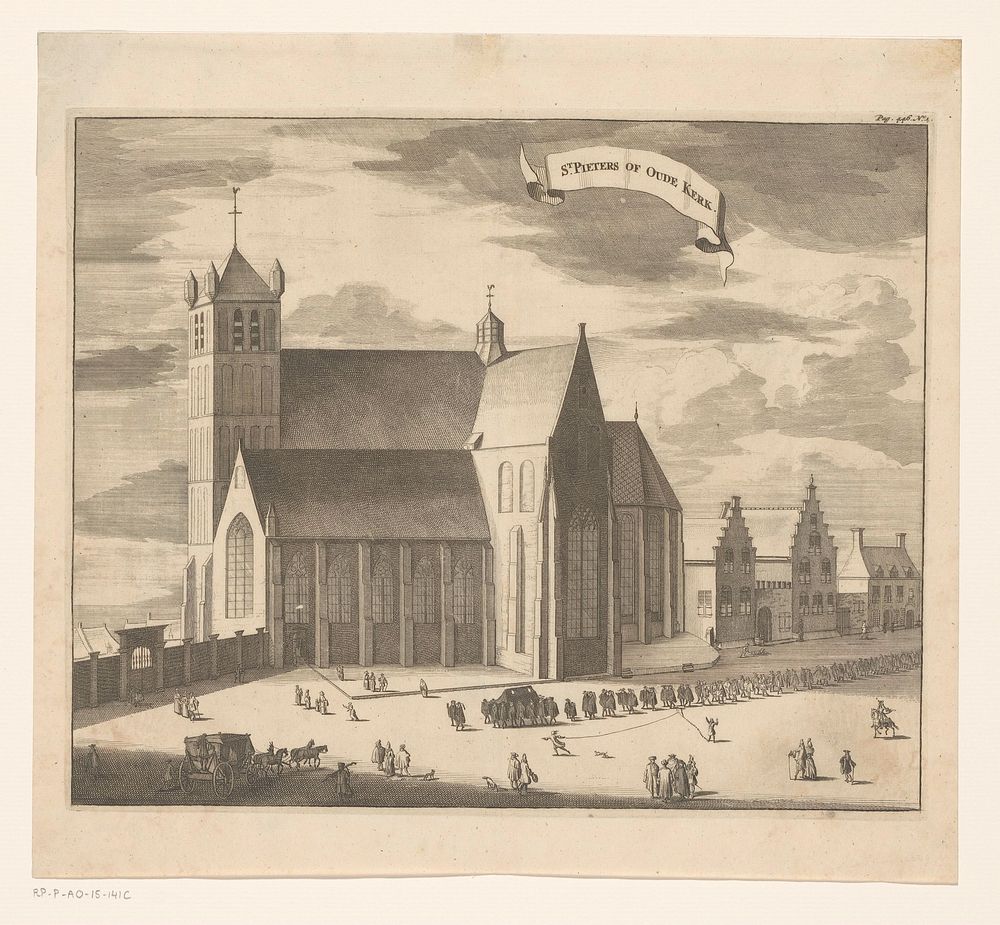 Gezicht op de Noordmonsterkerk te Middelburg (1696) by anonymous, Johannes Meertens and Abraham van Someren