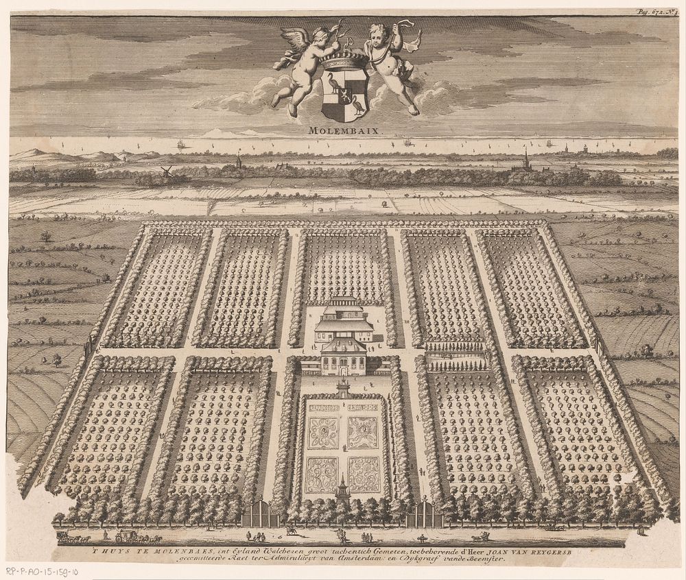 Gezicht op de buitenplaats Molembaix (1696) by anonymous, Johannes Meertens and Abraham van Someren