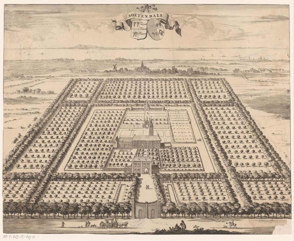 Gezicht op de buitenplaats Soetendale (1696) by Jan Luyken, Johannes Meertens and Abraham van Someren