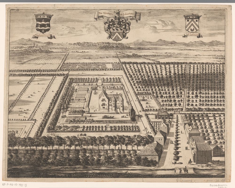 Gezicht op Kasteel Popkensburg (in or before 1696) by Jan Luyken