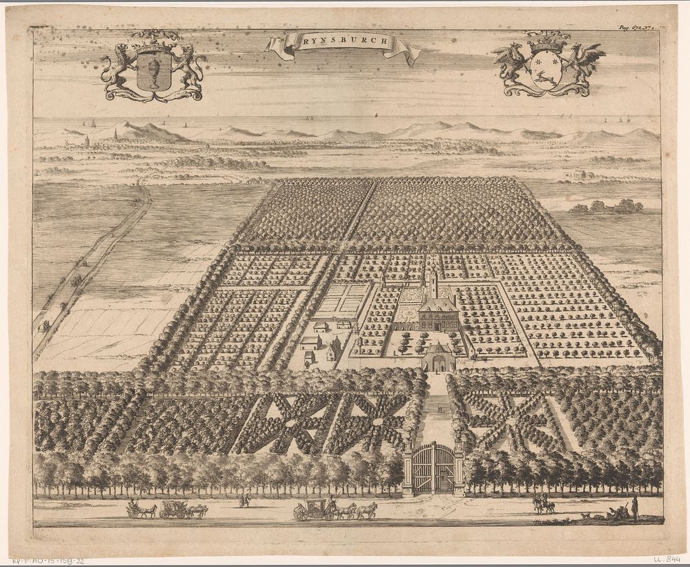 Gezicht op de buitenplaats Rijnsburg (1696) by Jan Luyken, Johannes Meertens and Abraham van Someren