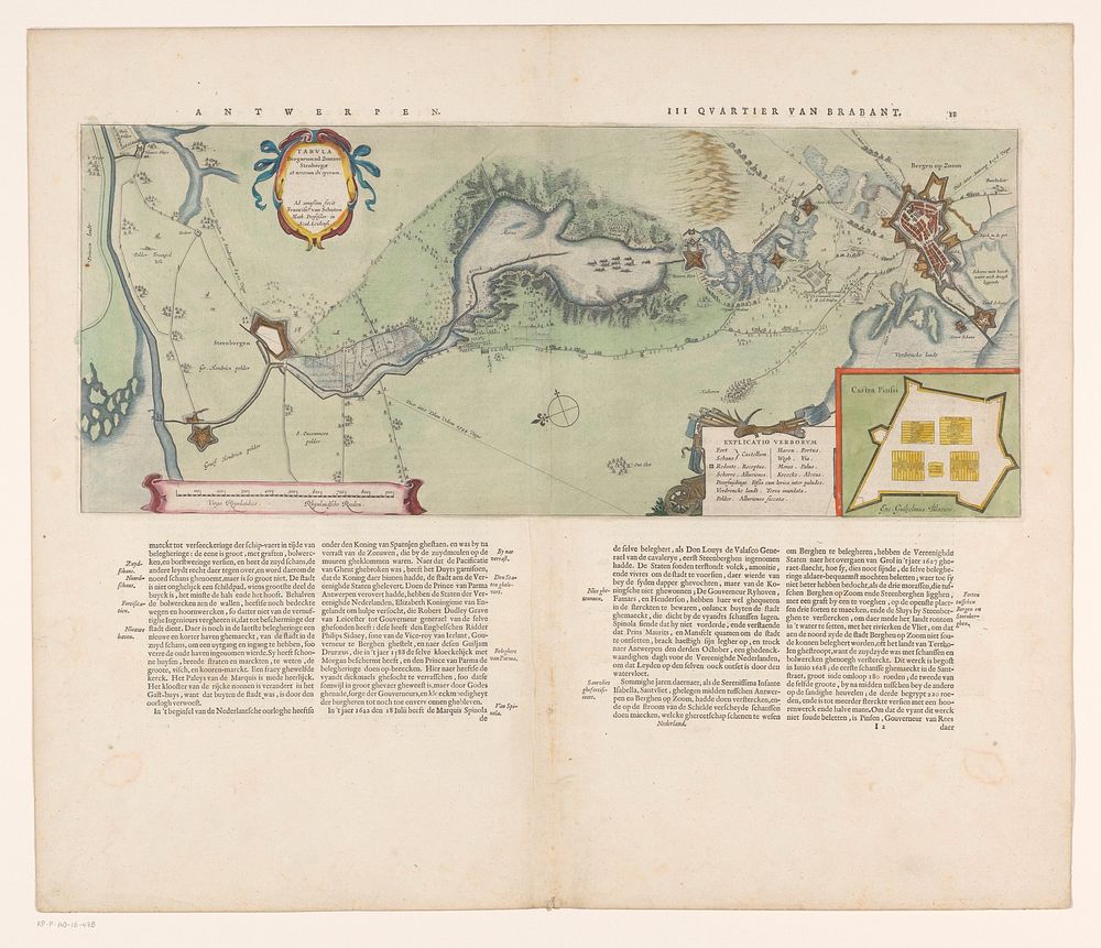 Kaart van het Beleg van Bergen op Zoom, 1622 (1635 - 1664) by anonymous, Franciscus van Schooten I, Willem Janszoon Blaeu…