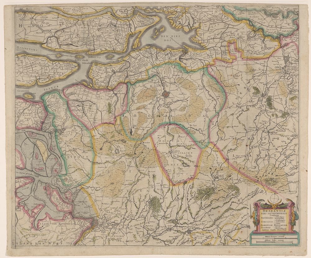 Kaart van het noordwestelijk deel van Brabant (1633) by anonymous and Henricus Hondius