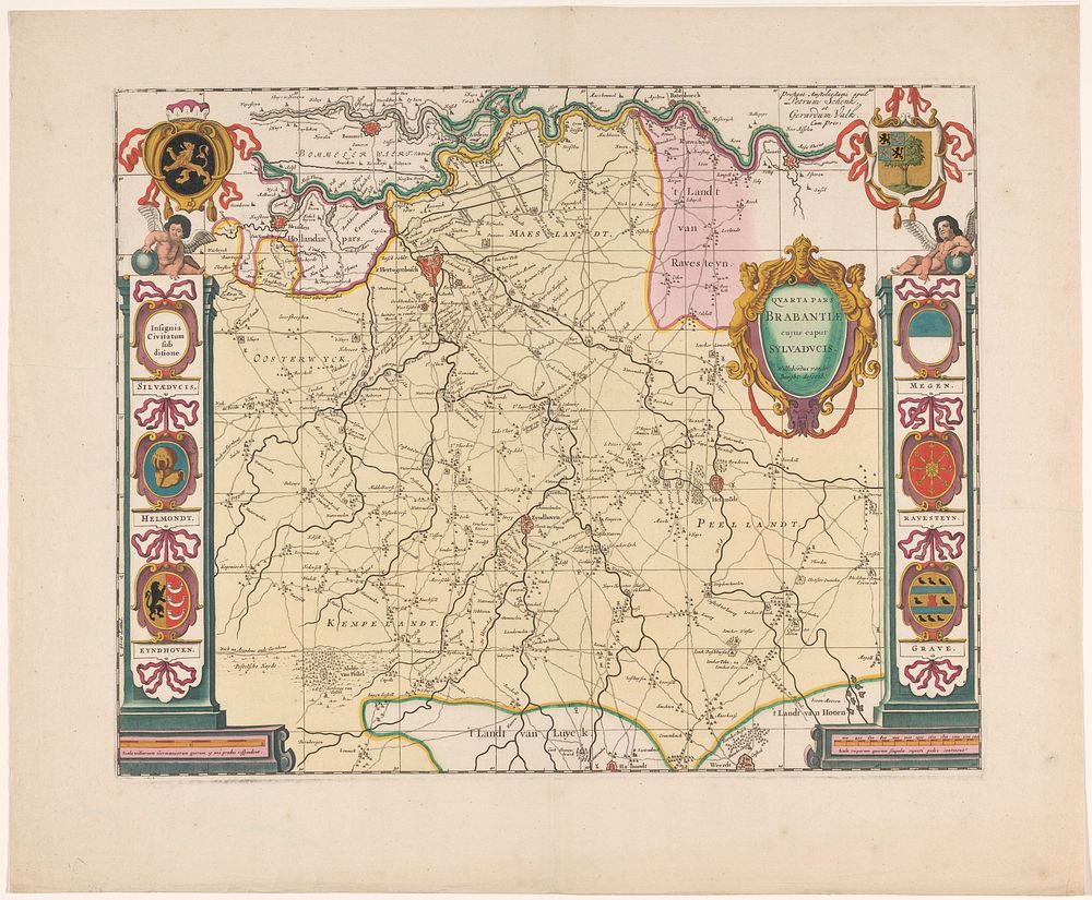Kaart van de Meierij van 's-Hertogenbosch (1695 - 1711) by anonymous, Willebordus van der Burcht, Pieter Schenk I, Gerard…