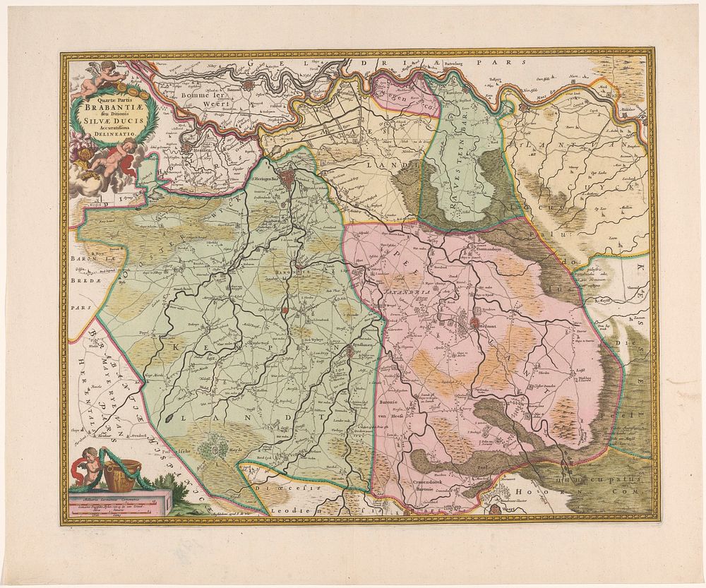 Kaart van de Meierij van 's-Hertogenbosch (1689 - 1690) by anonymous and Frederik de Wit