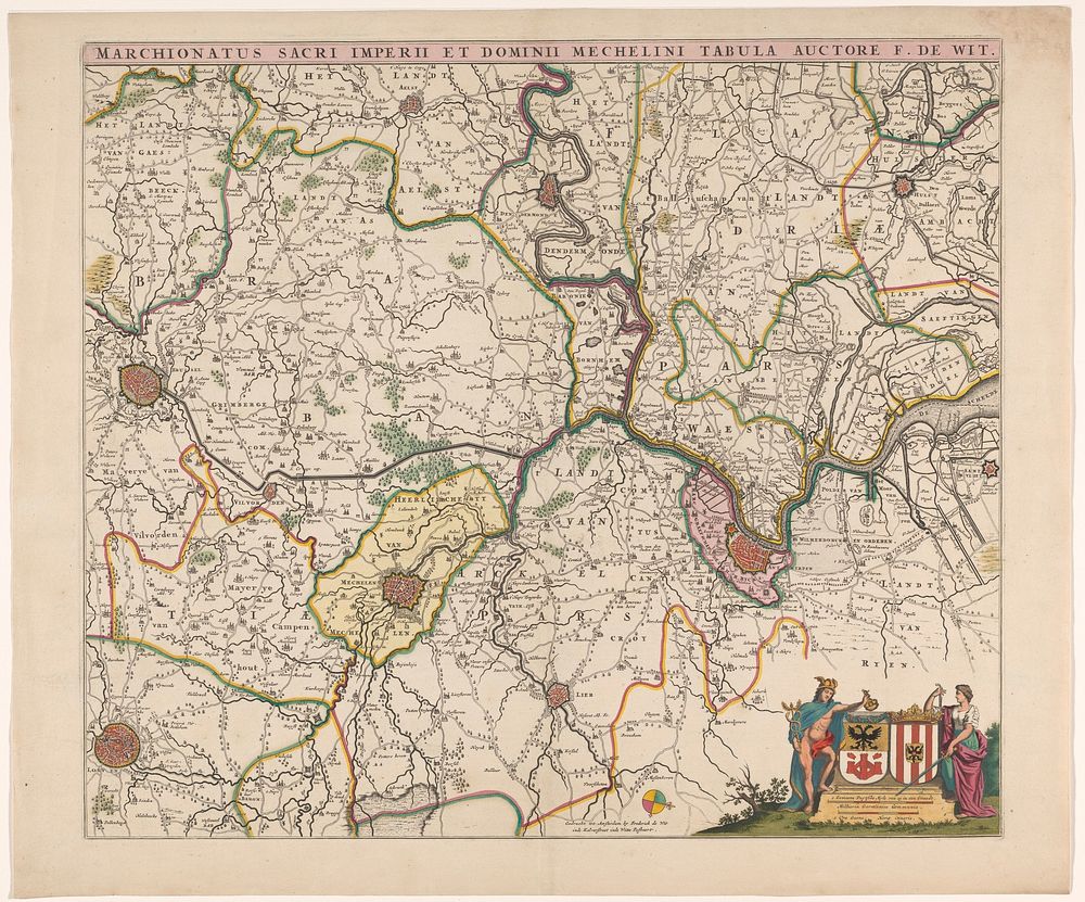 Kaart van een deel van Vlaanderen (1670 - 1706) by anonymous and Frederik de Wit