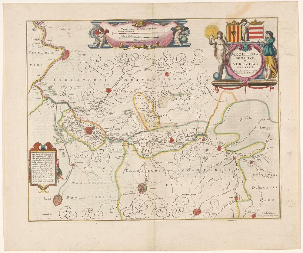 Kaart van een deel van Vlaanderen (1666 - 1675) by anonymous, Michael van Langren, Johannes Janssonius and Johannes…