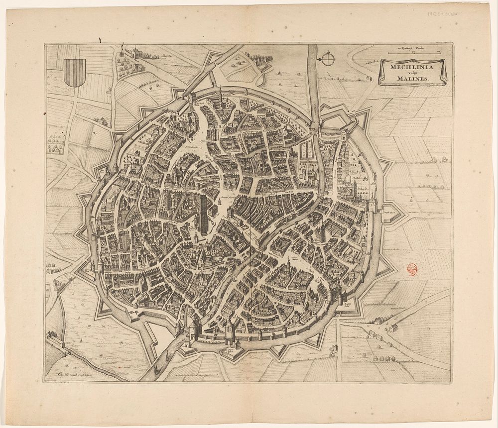 Plattegrond van Mechelen (c. 1700 - 1728) by anonymous, Frederik de Wit and Pieter van der Aa I