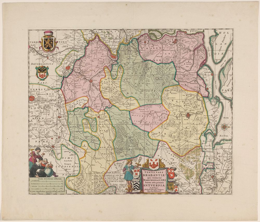 Kaart van het kwartier van Antwerpen, onderdeel van het hertogdom Brabant (1703 - 1711) by anonymous, Michael van Langren…