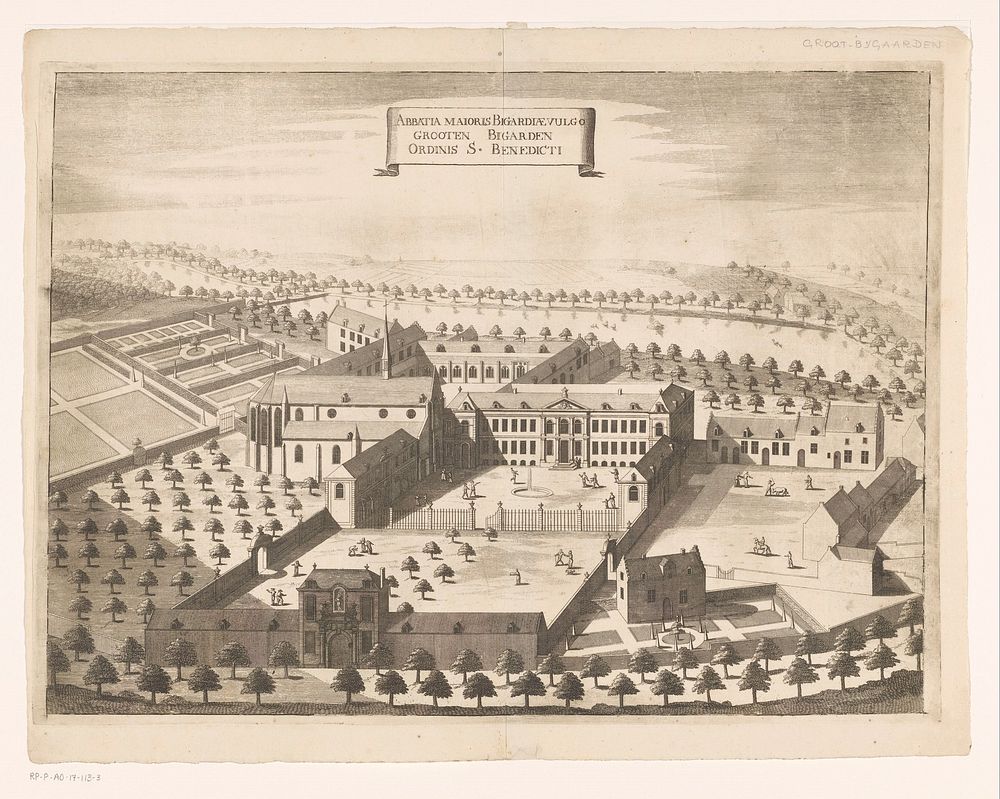 Gezicht op de Sint-Wivina-abdij (1726 - 1734) by anonymous and Gerard Block