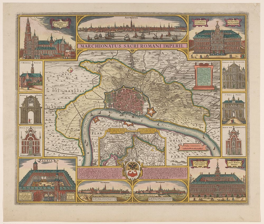 Plattegrond van de stad Antwerpen en zijn omgeving (1634 - 1720) by Claes Jansz Visscher II, anonymous, Claes Jansz Visscher…