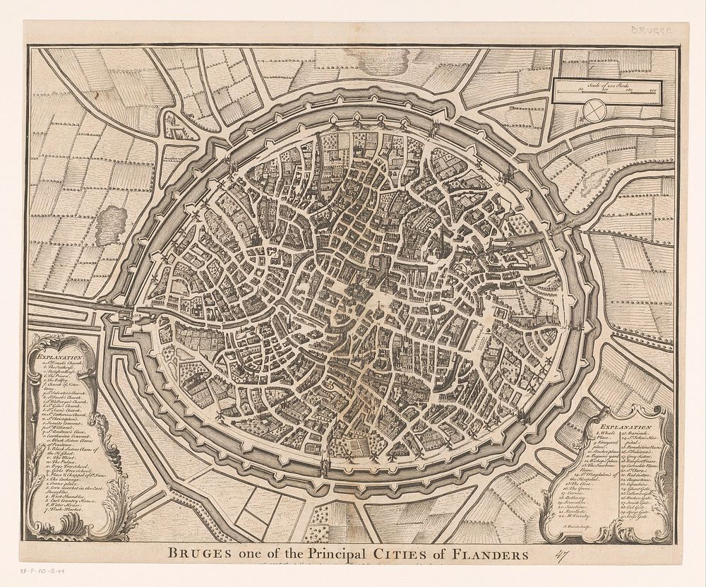 Plattegrond van Brugge (1751 - 1762) by Isaac Basire
