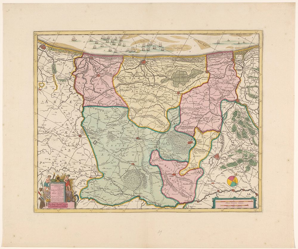 Kaart van het westelijk deel van Vlaanderen (1695 - 1711) by anonymous, Pieter Schenk I, Gerard Valck and Staten van Holland…