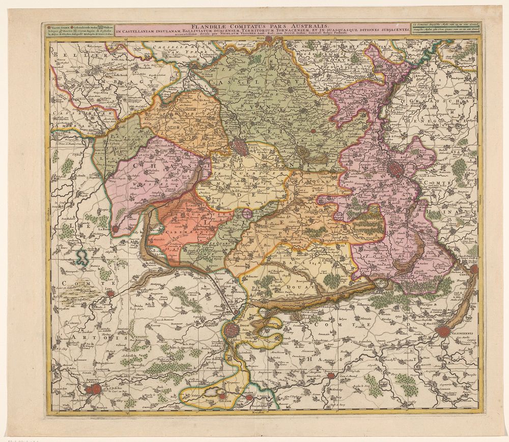 Kaart van Frans-Vlaanderen (1677 - 1720) by anonymous, Nicolaes Visscher I, Nicolaes Visscher II, weduwe Nicolaes Visscher…