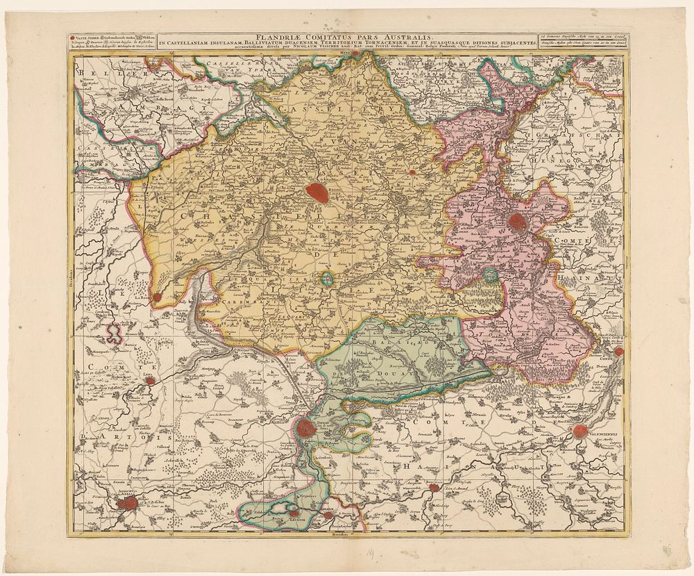Kaart van Frans-Vlaanderen (1720 - 1775) by anonymous, Pieter Schenk II, Nicolaes Visscher I, Nicolaes Visscher II and…