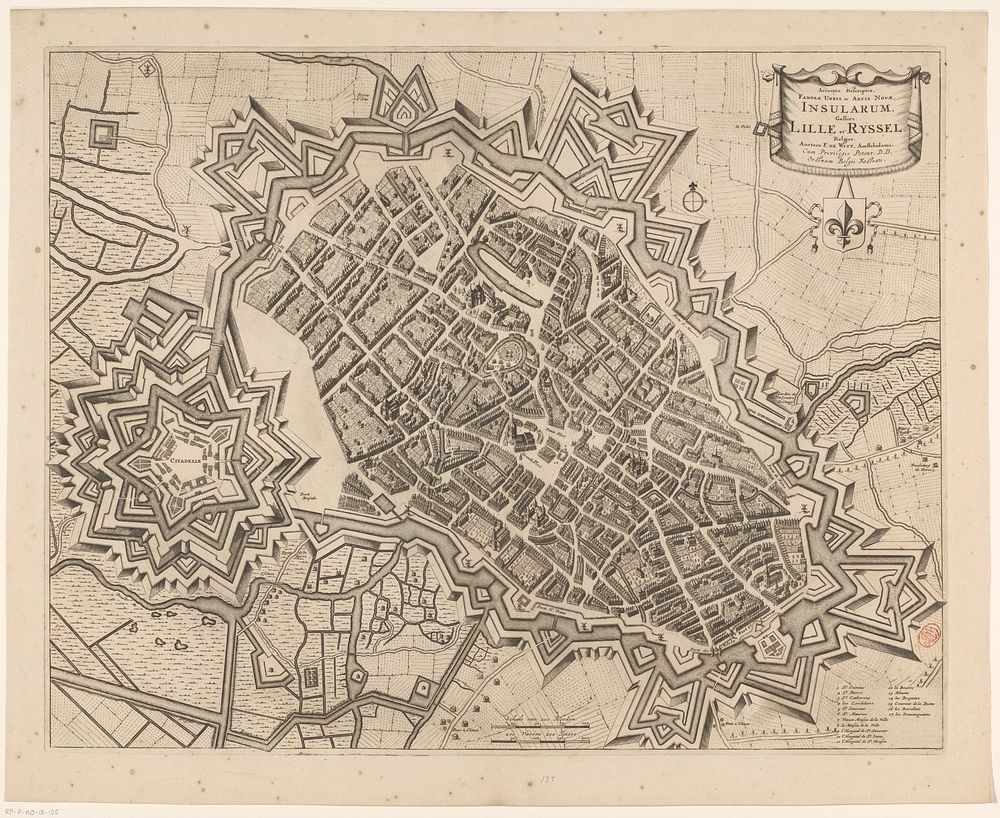 Plattegrond van Lille (c. 1700 - 1728) by anonymous, Frederik de Wit, Pieter van der Aa I and Staten Generaal