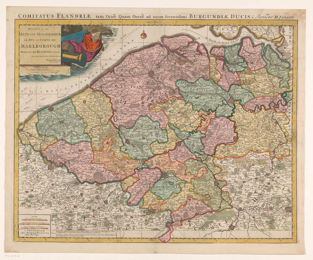 Kaart van het graafschap Vlaanderen (1702 - 1719) by anonymous, Alexis Hubert Jaillot, Pieter Mortier I, weduwe Pieter…