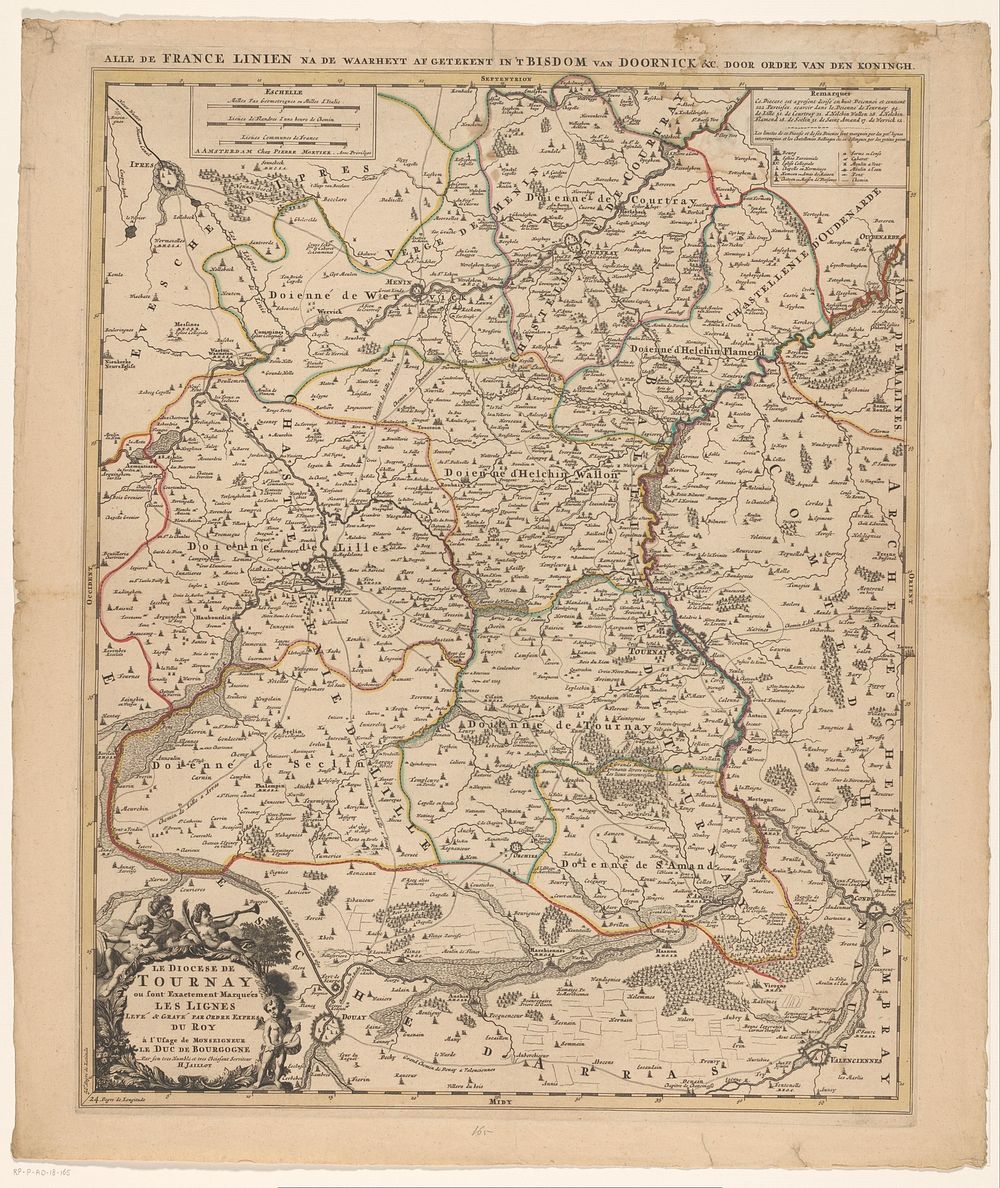 Kaart van het bisdom Doornik (1697 - 1719) by anonymous, Pieter Mortier I, weduwe Pieter Mortier, Staten van Holland en West…