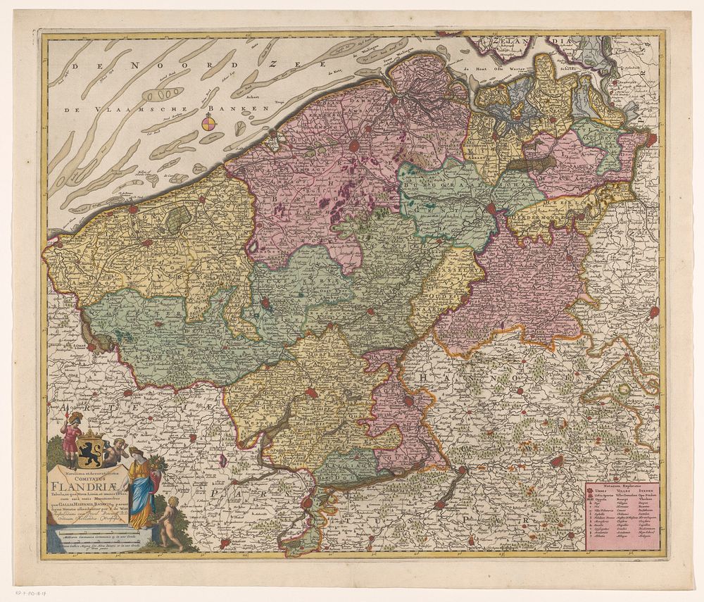 Kaart van het graafschap Vlaanderen (c. 1707 - 1710) by anonymous, Frederik de Wit, Frederik de Wit, Staten van Holland en…