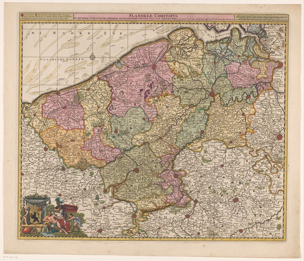 Kaart van het graafschap Vlaanderen (1677 - 1720) by Gilliam van der Gouwen, Nicolaes Visscher I, Nicolaes Visscher II…