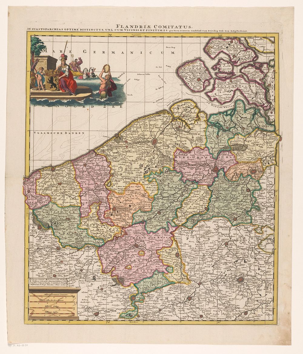 Kaart van het graafschap Vlaanderen (1695 - 1711) by anonymous, Pieter Schenk I and Staten van Holland en West Friesland