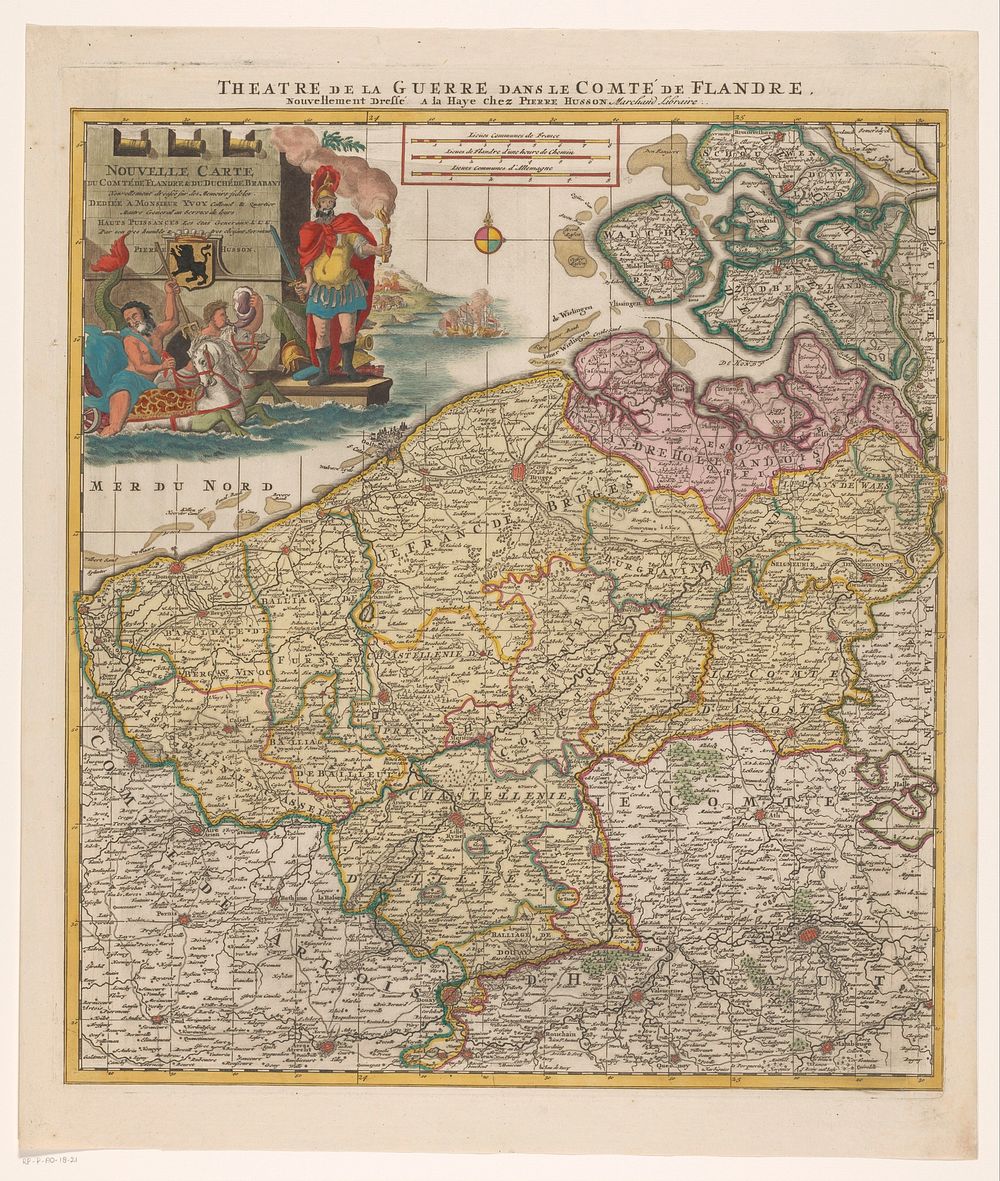 Kaart van het graafschap Vlaanderen (1706 - 1733) by anonymous, Pieter Husson, Pieter Husson and Frederik Thomas van Hangest…