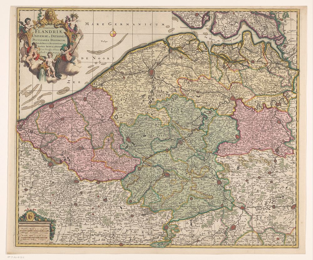 Kaart van het graafschap Vlaanderen (1678 - 1719) by anonymous, Jacob de la Feuille and Staten van Holland en West Friesland