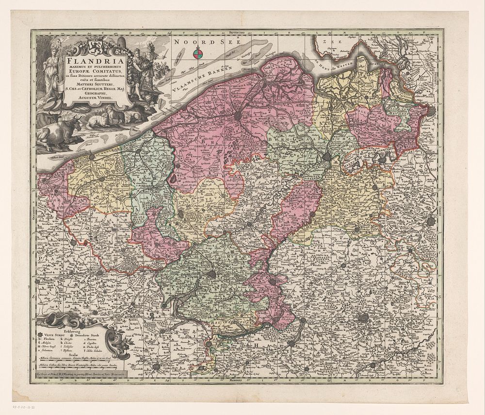 Kaart van het graafschap Vlaanderen (1707 - 1757) by anonymous and Matthaeus Seutter III