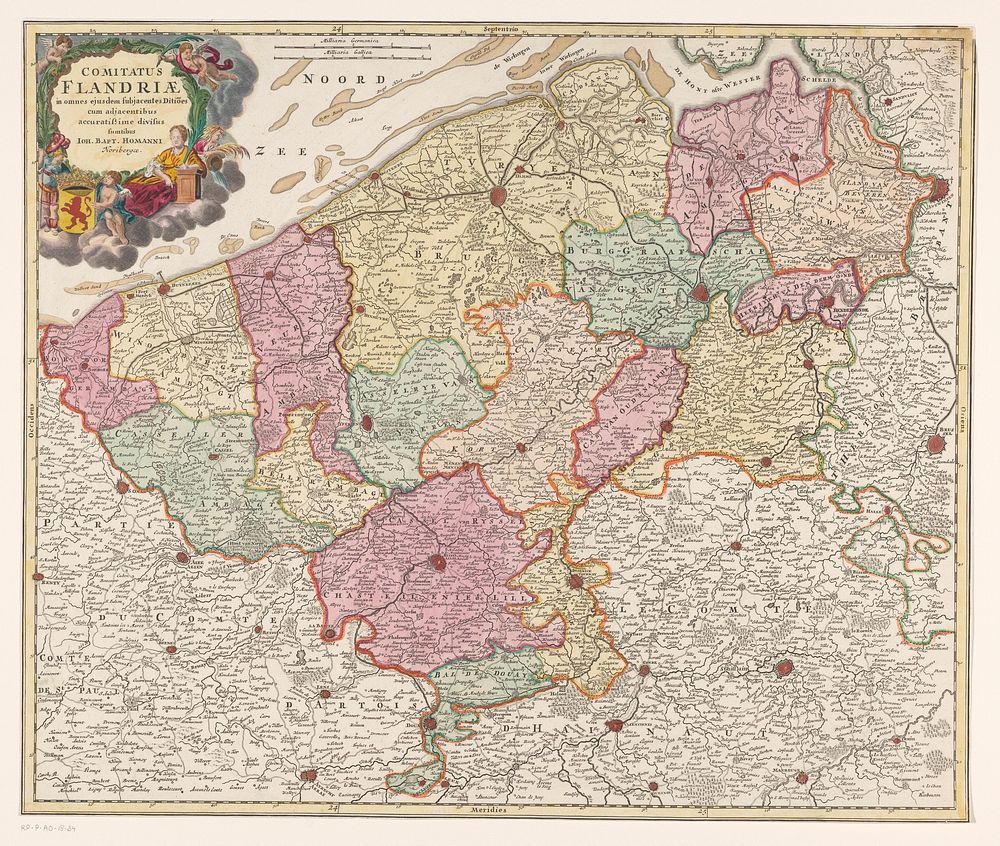 Kaart van het graafschap Vlaanderen (1674 - 1724) by anonymous and Johann Baptista Homann