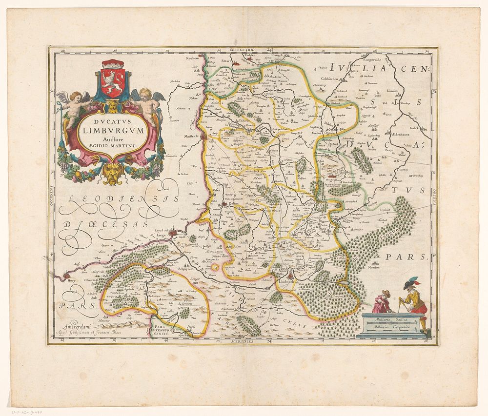Kaart van het hertogdom Limburg (1664) by anonymous, Aegidius Martini eerste helft 17e eeuw, Willem Janszoon Blaeu and…