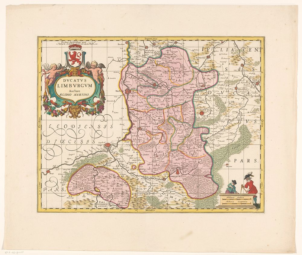 Kaart van het hertogdom Limburg (1695 - 1711) by anonymous, Aegidius Martini eerste helft 17e eeuw, Pieter Schenk I, Gerard…