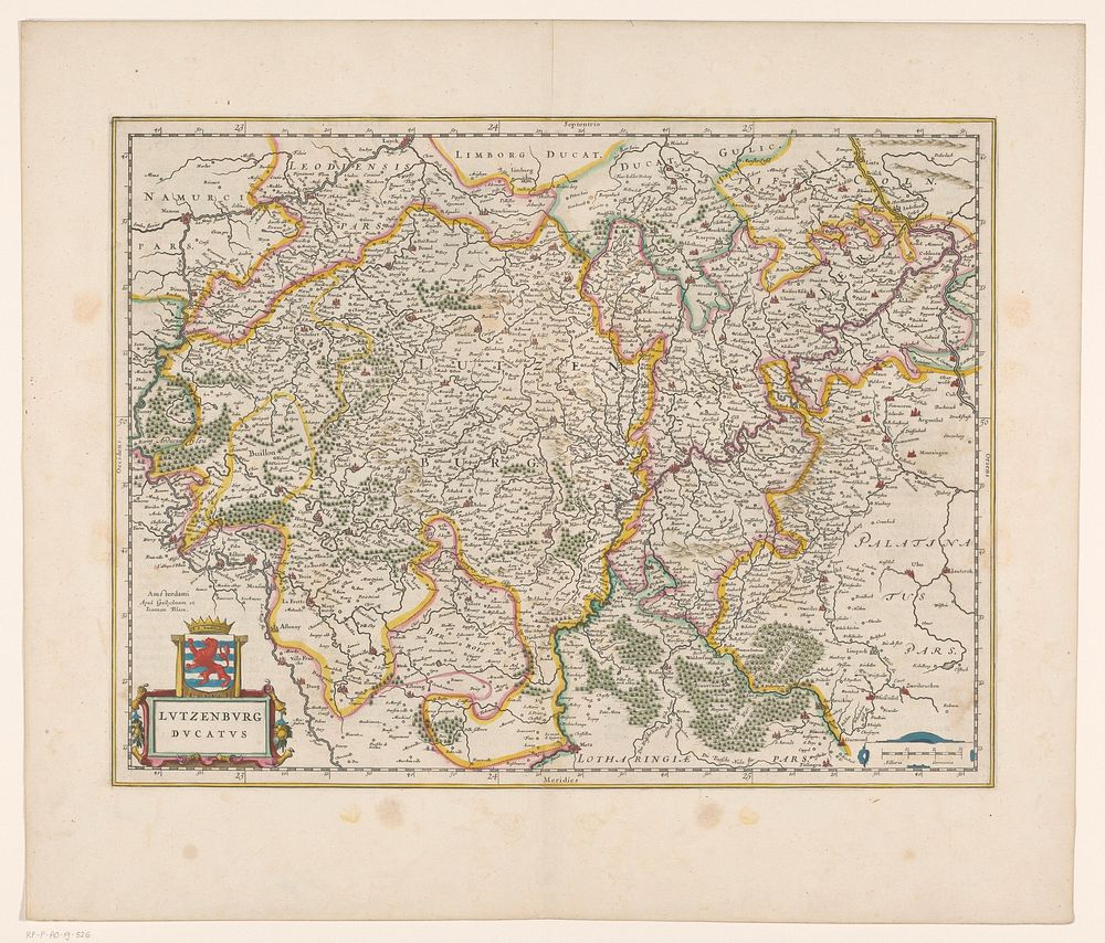 Kaart van het hertogdom Luxemburg (1642 - 1664) by anonymous, Willem Janszoon Blaeu and Johannes Willemszoon Blaeu