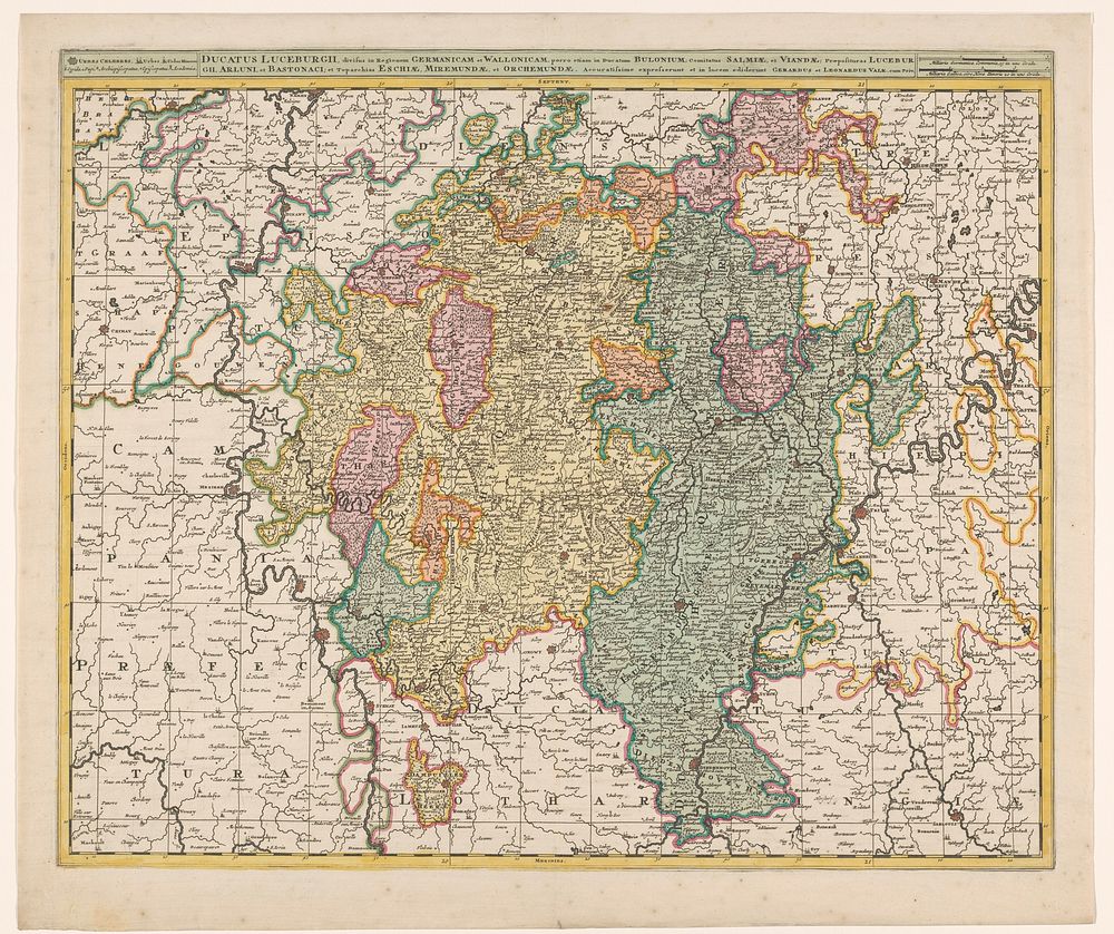Kaart van het hertogdom Luxemburg (1710 - 1746) by anonymous, Gerard Valck, Leonardus Valck and Staten van Holland en West…