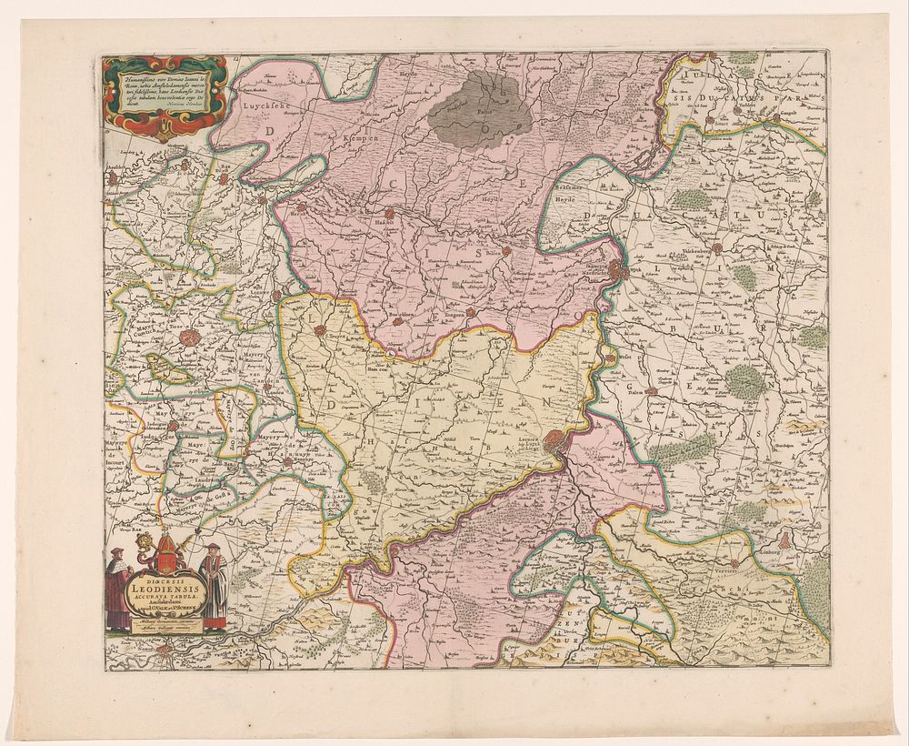 Kaart van het prinsbisdom Luik (1684 - 1711) by anonymous, Pieter Schenk I, Gerard Valck, Henricus Hondius and Joannes le…