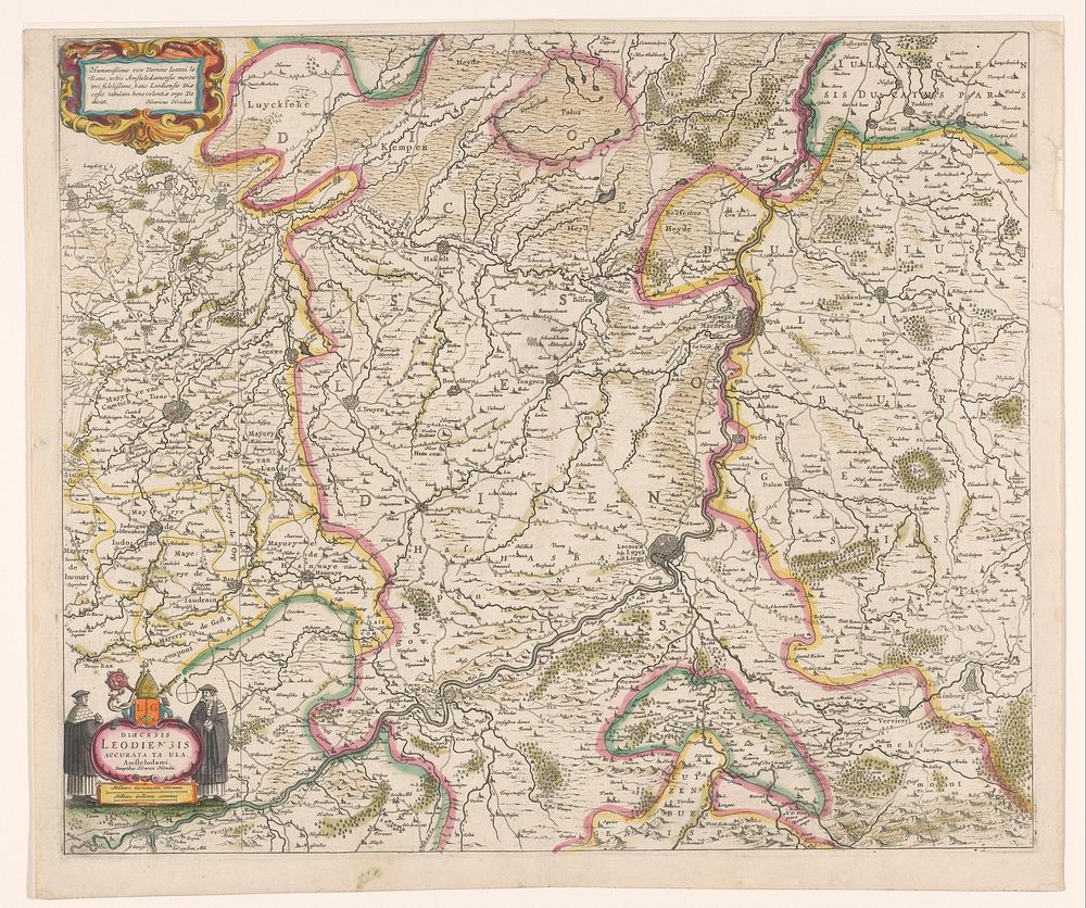 Kaart van het prinsbisdom Luik (1633) by anonymous, Henricus Hondius, Henricus Hondius and Joannes le Roux