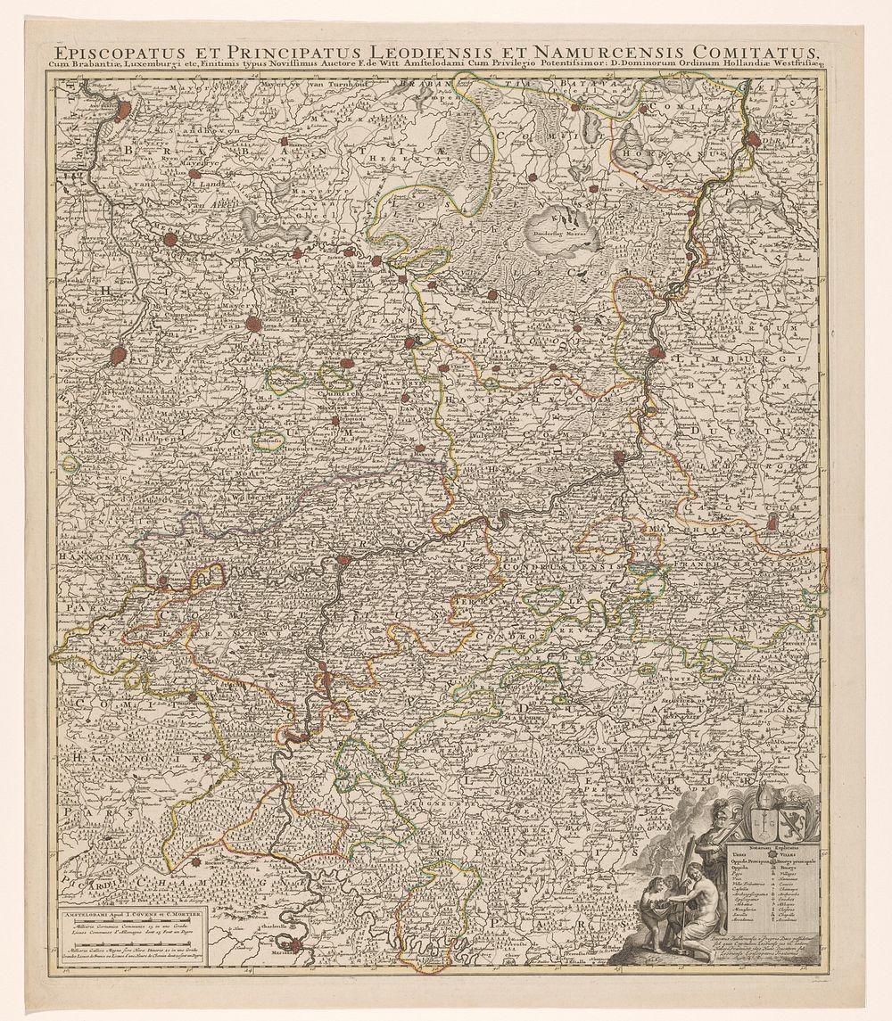 Kaart van het prinsbisdom Luik en het graafschap Namen (1721 - 1774) by anonymous, Frederik de Wit, Covens and Mortier and…