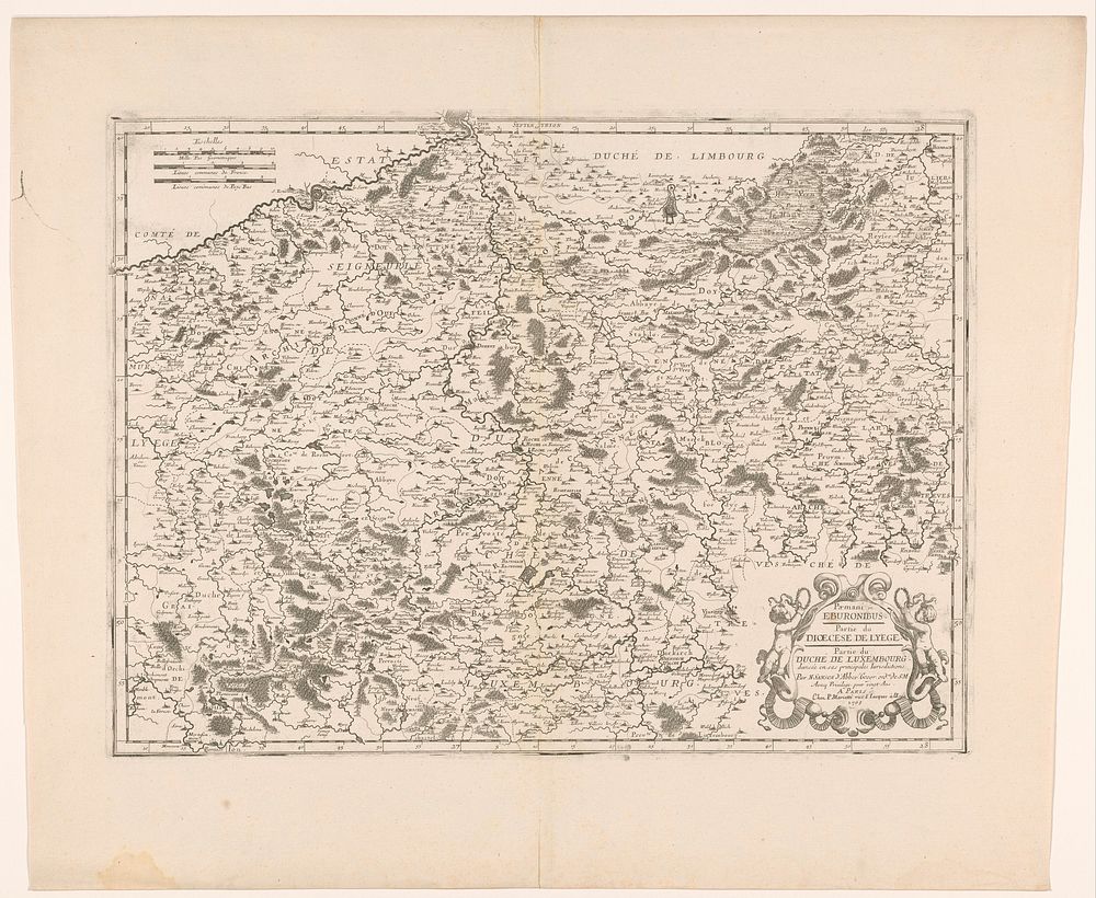 Kaart van het prinsbisdom Luik en het hertogdom Luxemburg (1703) by anonymous, Nicolas Sanson I, Pierre Mariette I, Pierre…