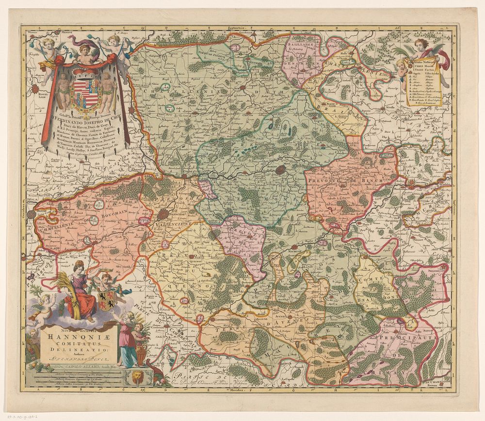 Kaart van Henegouwen (1709 - 1775) by Johannes de Broen I, Alexander Penez, Carel Allard, Carel Allard, Ferdinand Francois…