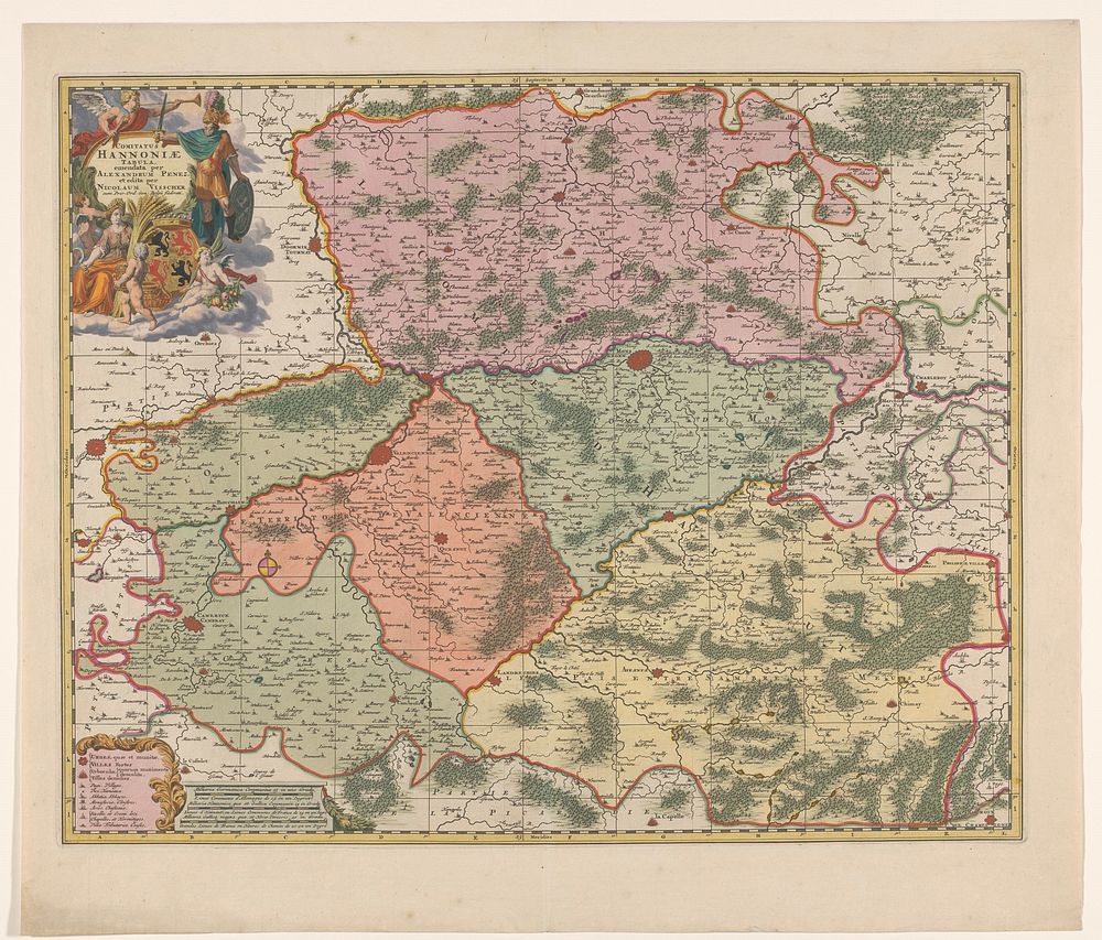 Kaart van Henegouwen (1677 - 1720) by anonymous, Alexander Penez, Nicolaes Visscher I, Nicolaes Visscher II, weduwe Nicolaes…