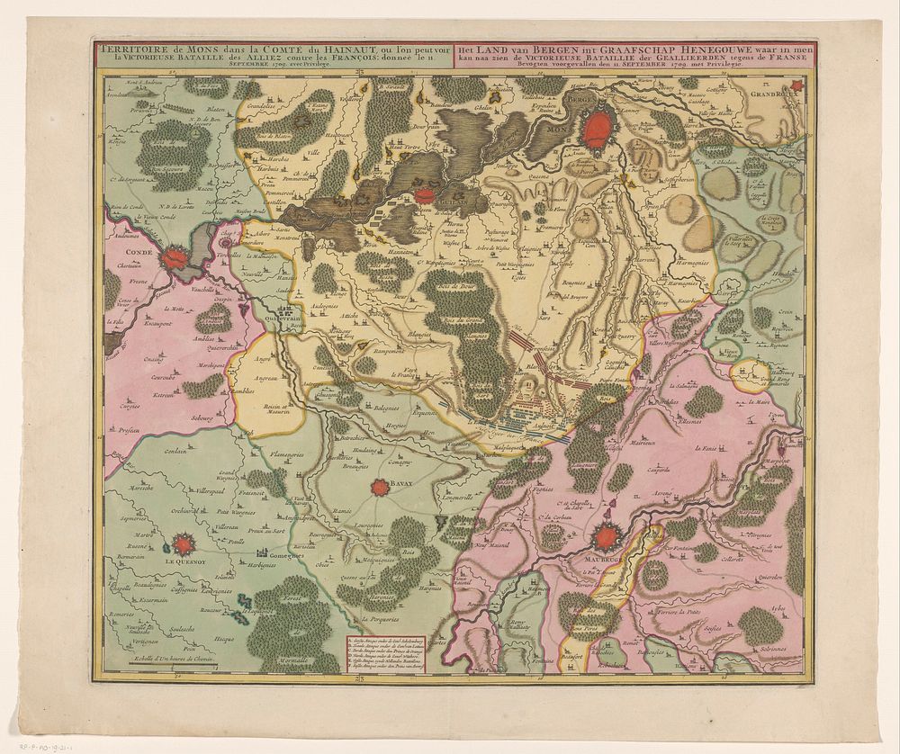Kaart met de slag bij Malplaquet, 1709 (1709) by anonymous