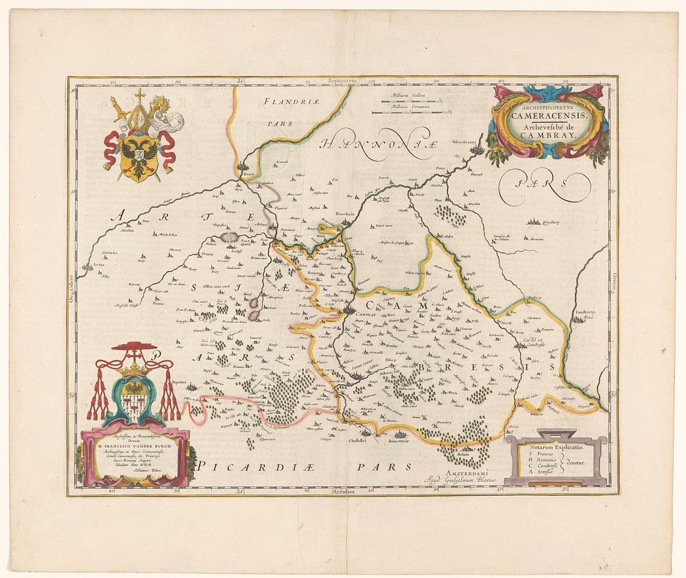Kaart van het aartsbisdom Kamerijk (1642 - 1661) by anonymous, Willem Janszoon Blaeu, Johannes Willemszoon Blaeu, Johannes…