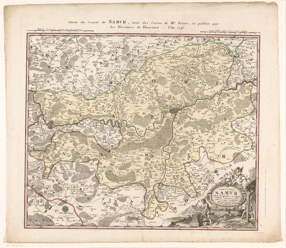 Kaart van het graafschap Namen (1746) by anonymous, Eugene Henry Fricx, erven Johann Baptista Homann and erven Johann…