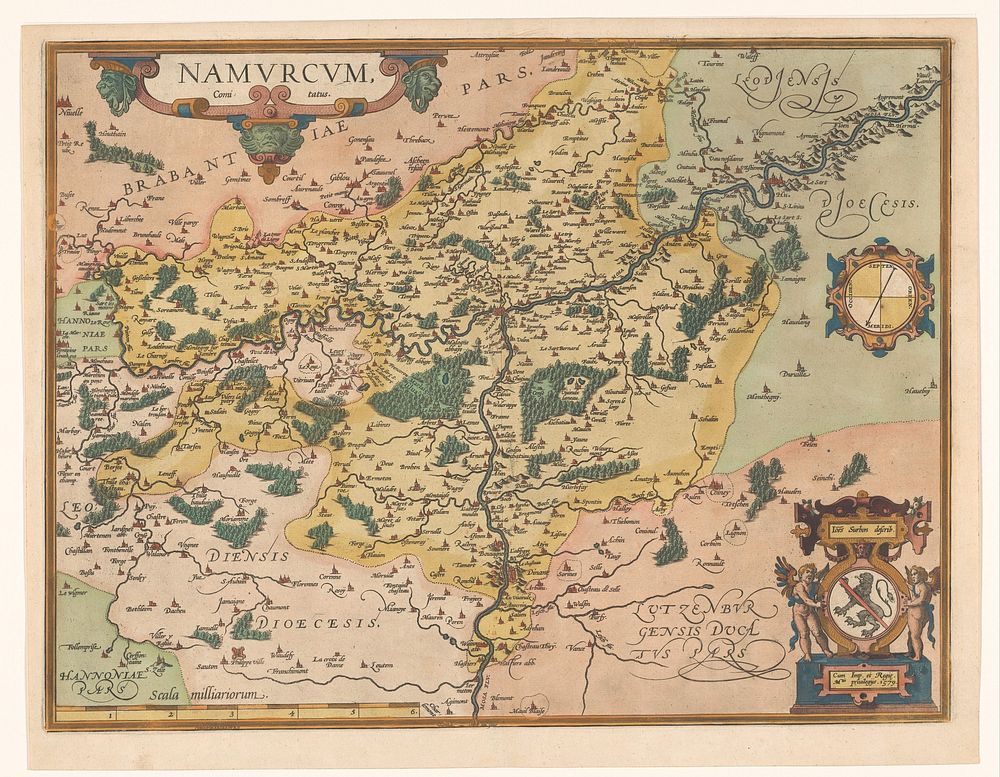 Kaart van het graafschap Namen (1592) by anonymous, Jean Surhon, Officina Plantiniana and Matthias van Oostenrijk Rooms…