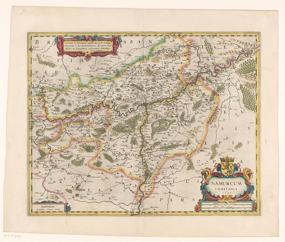 Kaart van het graafschap Namen (1633) by anonymous, Henricus Hondius, Henricus Hondius and Willem Bartolotti van den Heuvel