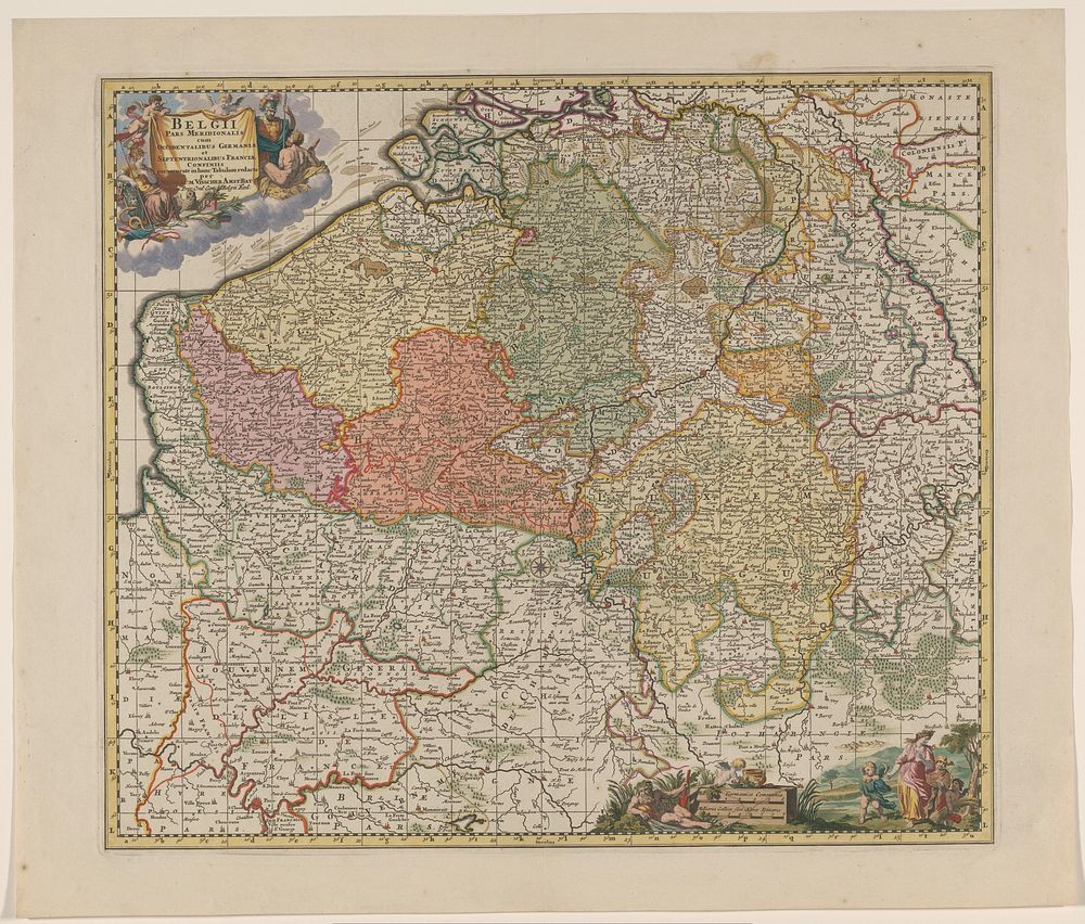 Kaart van de Zuidelijke Nederlanden (1677 - 1720) by anonymous, Nicolaes Visscher I, Nicolaes Visscher II, weduwe Nicolaes…