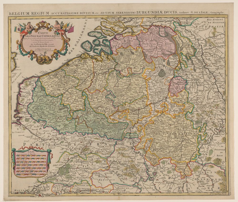 Kaart van de Zuidelijke Nederlanden (1711 - 1719) by Johannes L van Luchtenburg, Guillaume Delisle and weduwe Pieter Mortier