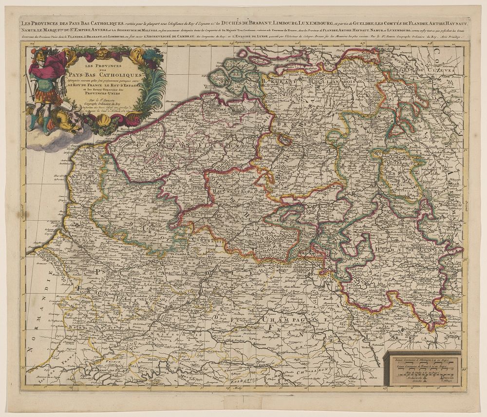 Kaart van de Zuidelijke Nederlanden (1675 - 1711) by anonymous, Guillaume Sanson, Adrien Sanson, Pieter Schenk I and Staten…